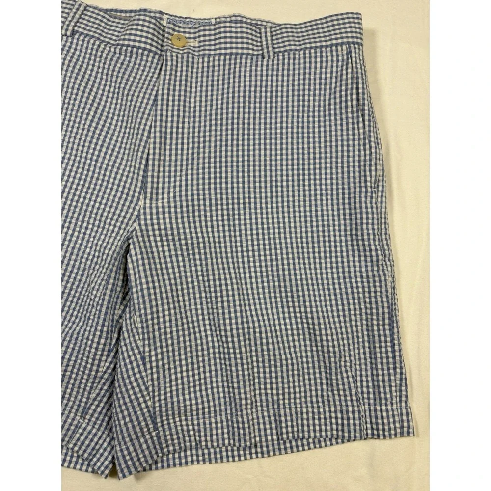Southern Tide Mens 34 Blue White Plaid Seersucker The Skipjack Shorts